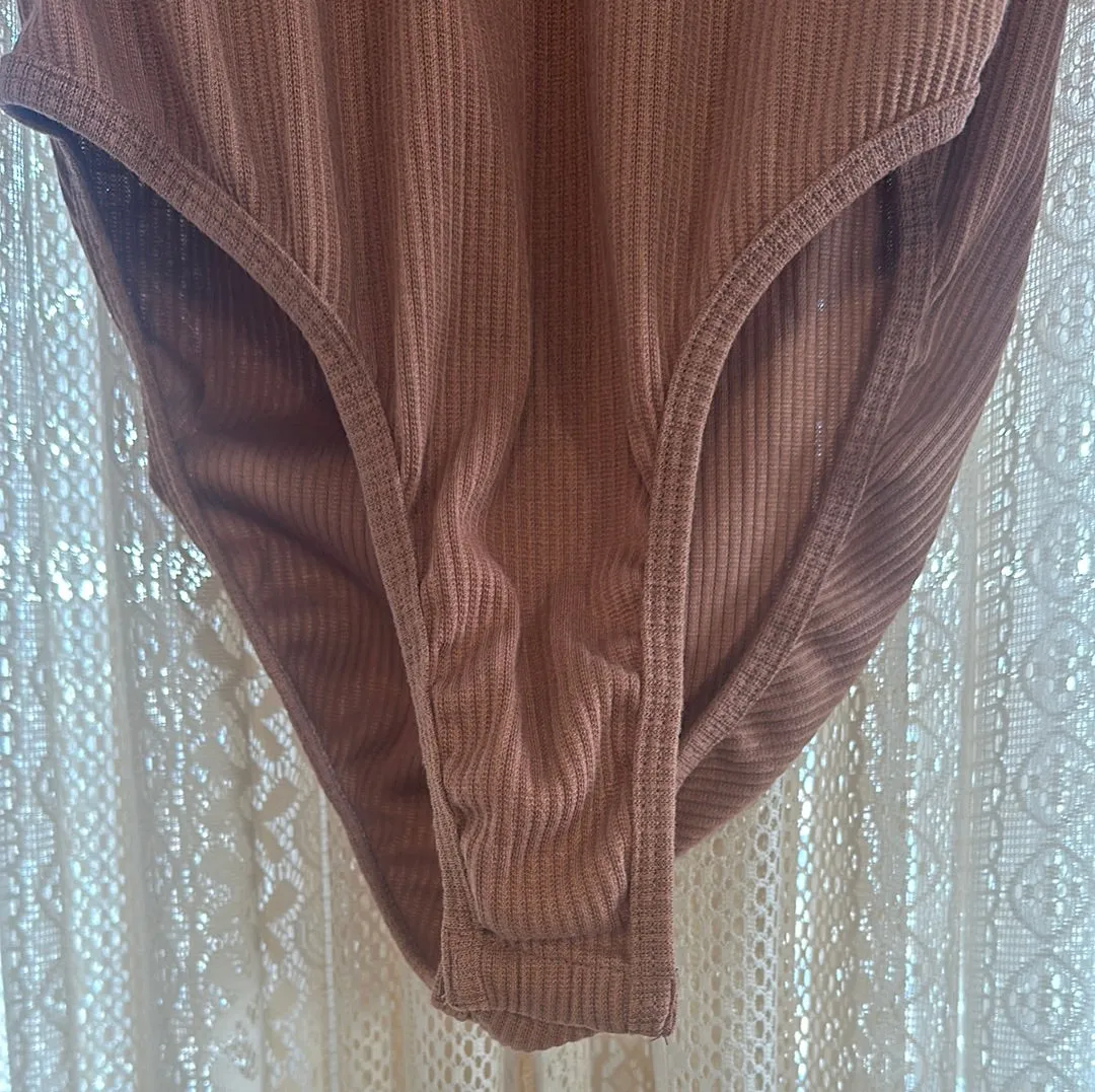 Light Brown Ribbed Bodysuit