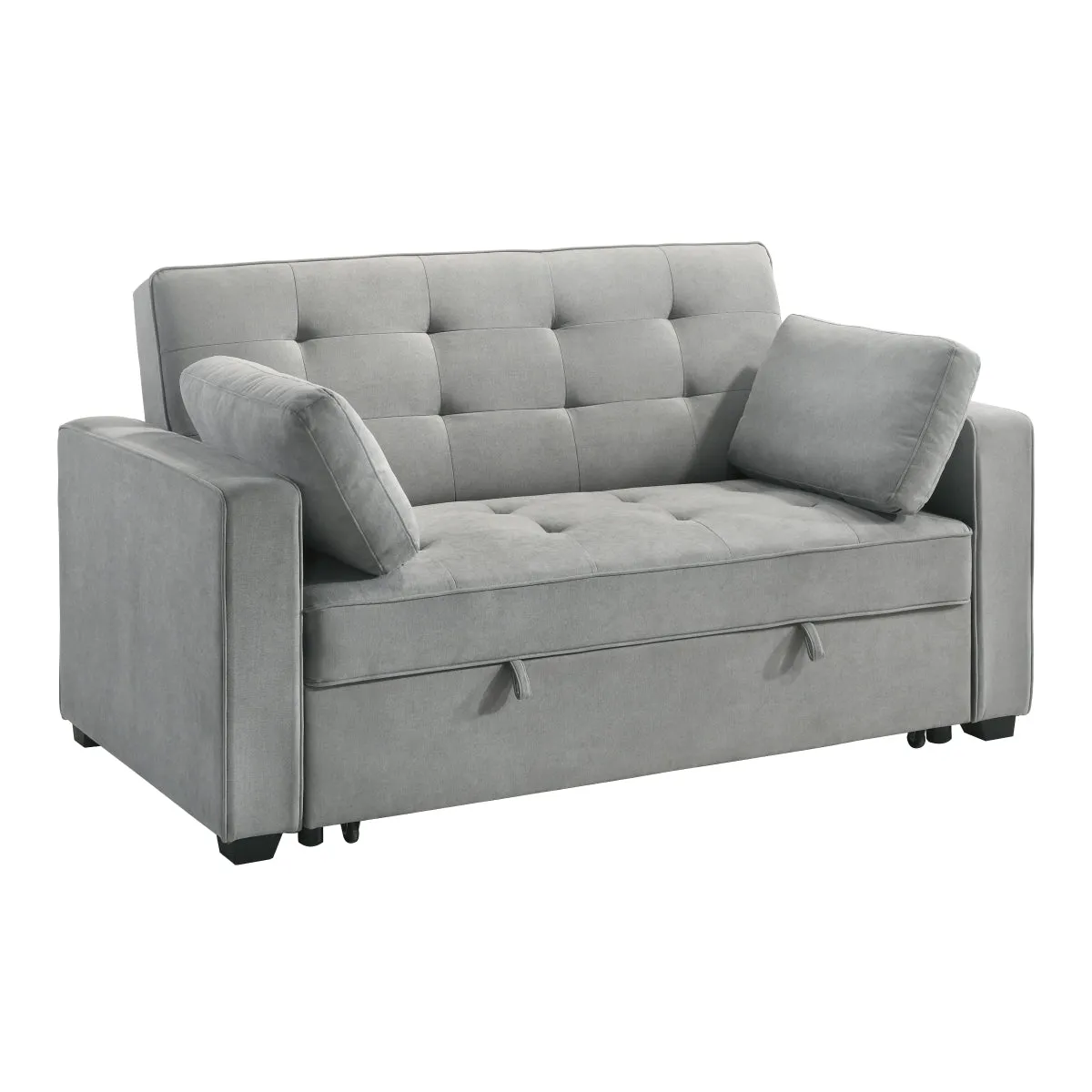 Light Grey Contemporary Sofa Bed with 2 Pillows