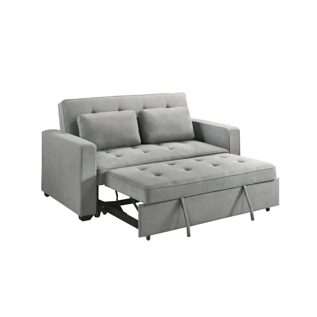 Light Grey Contemporary Sofa Bed with 2 Pillows