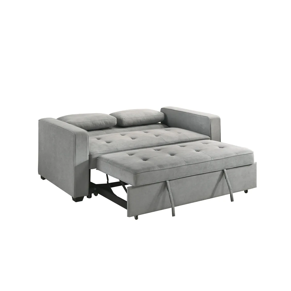 Light Grey Contemporary Sofa Bed with 2 Pillows