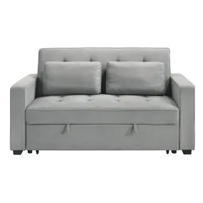 Light Grey Contemporary Sofa Bed with 2 Pillows