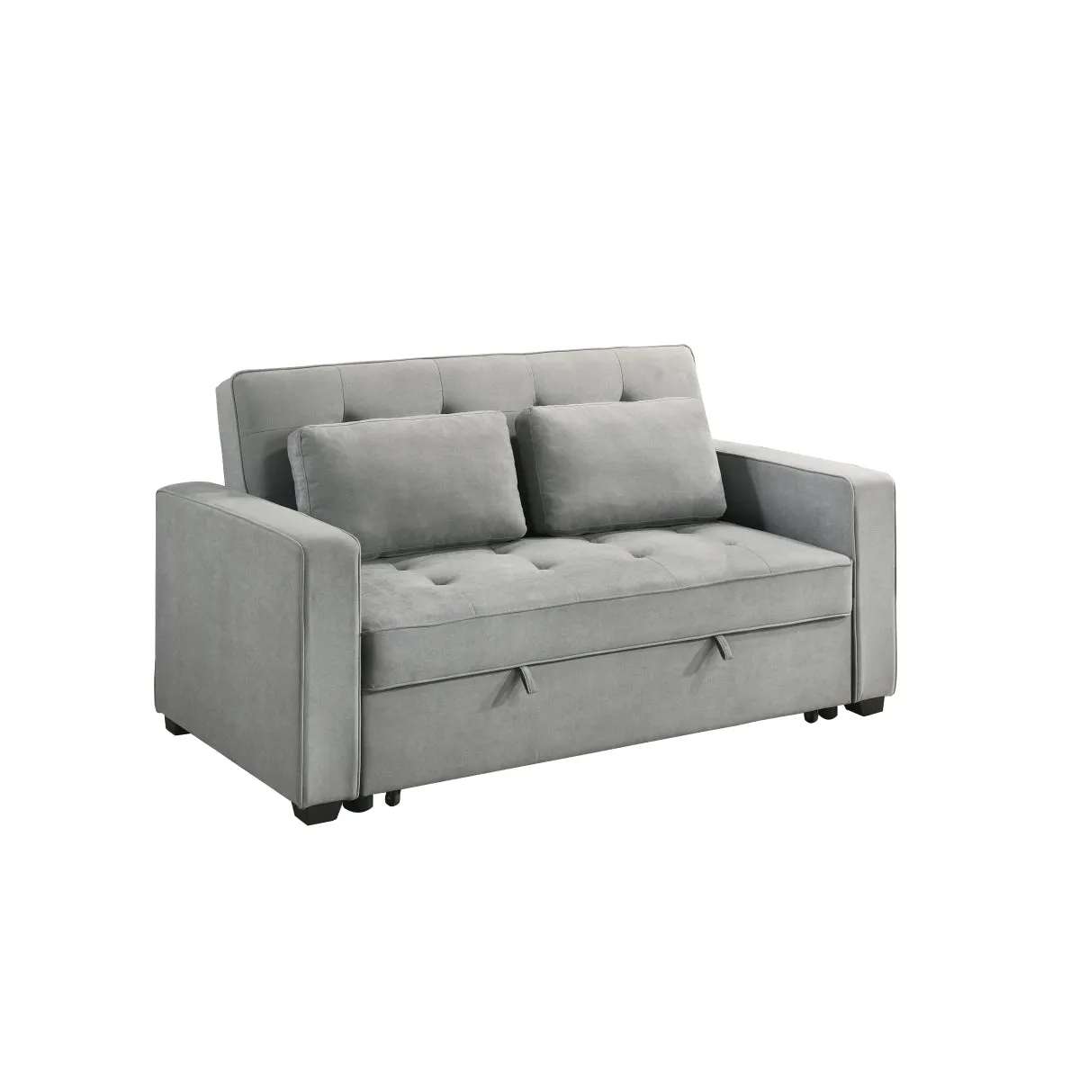 Light Grey Contemporary Sofa Bed with 2 Pillows