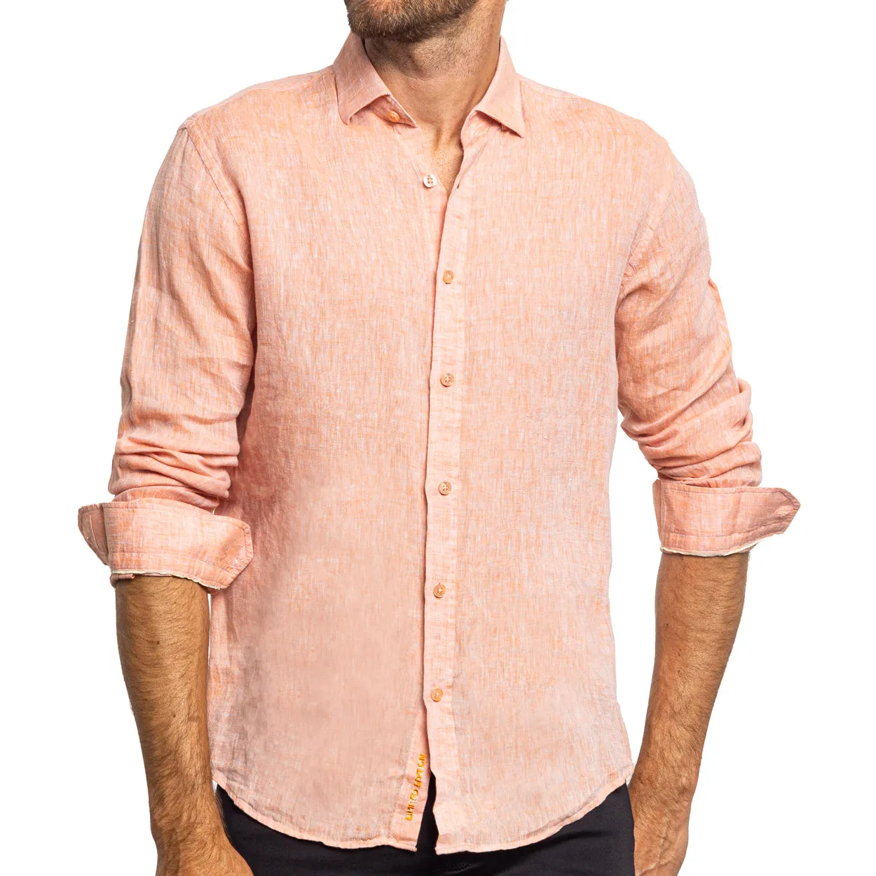 Linen Button Down Shirt - Orange