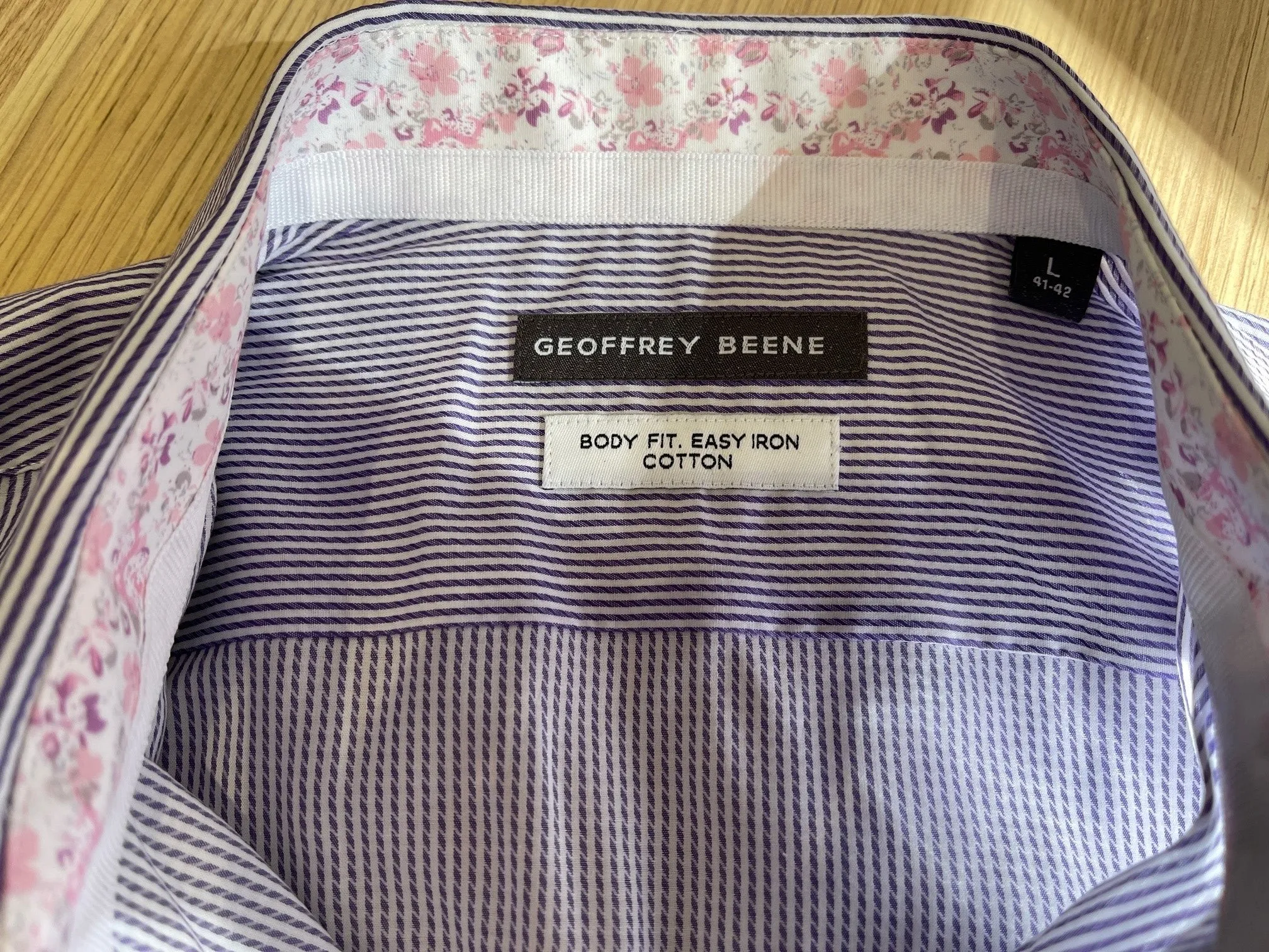 Long Sleeve Business Shirt - Stripe - Purple & White