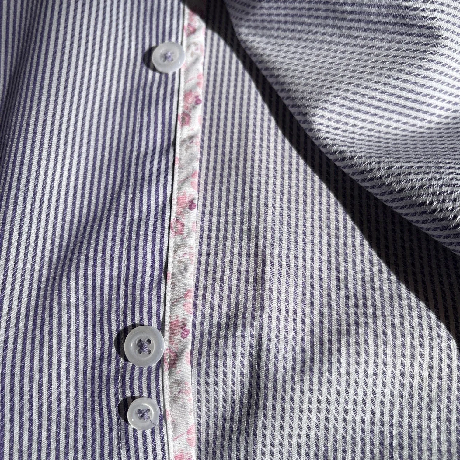 Long Sleeve Business Shirt - Stripe - Purple & White