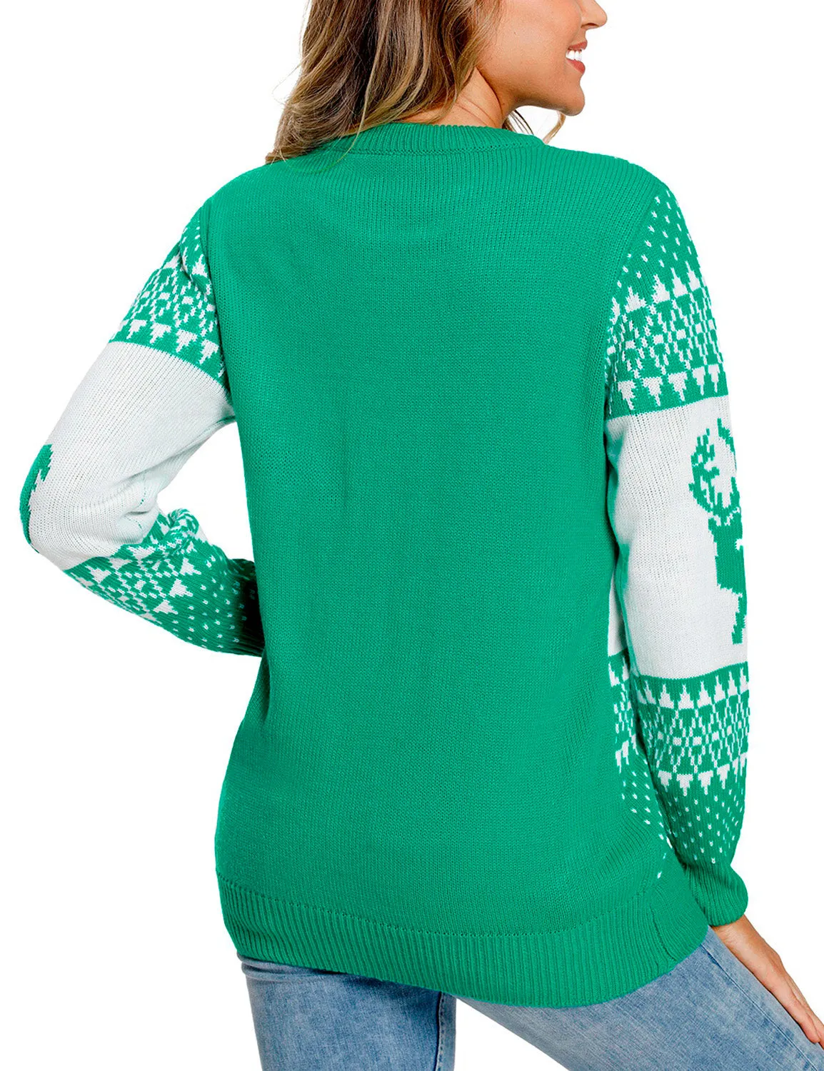 LookbookStore Women Ugly Christmas Tree Reindeer Holiday Knit Sweater Pullover