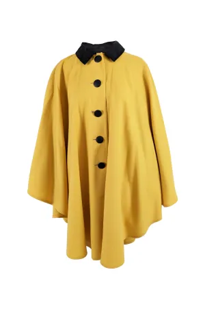 Louis Feraud Vintage Womens Yellow & Black Cape, 1980s