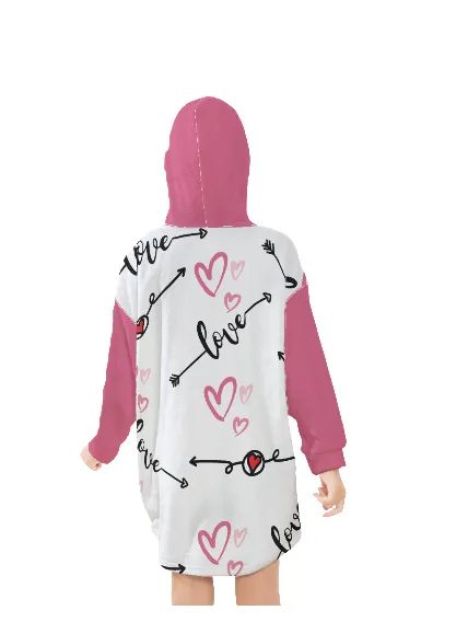 Love in Motion Kid's Sherpa Fleece Blanket Hoodie With Pocket