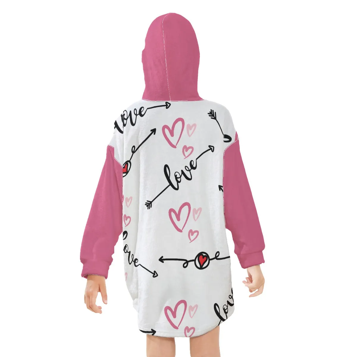 Love in Motion Kid's Sherpa Fleece Blanket Hoodie With Pocket