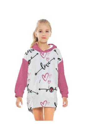 Love in Motion Kid's Sherpa Fleece Blanket Hoodie With Pocket