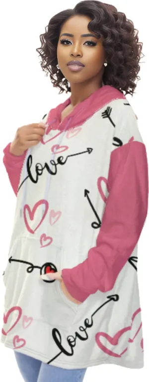 Love In Motion Women's Fleece Blanket Hoodie With Pocket