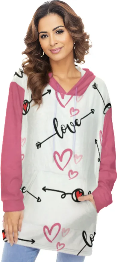 Love In Motion Women's Fleece Blanket Hoodie With Pocket