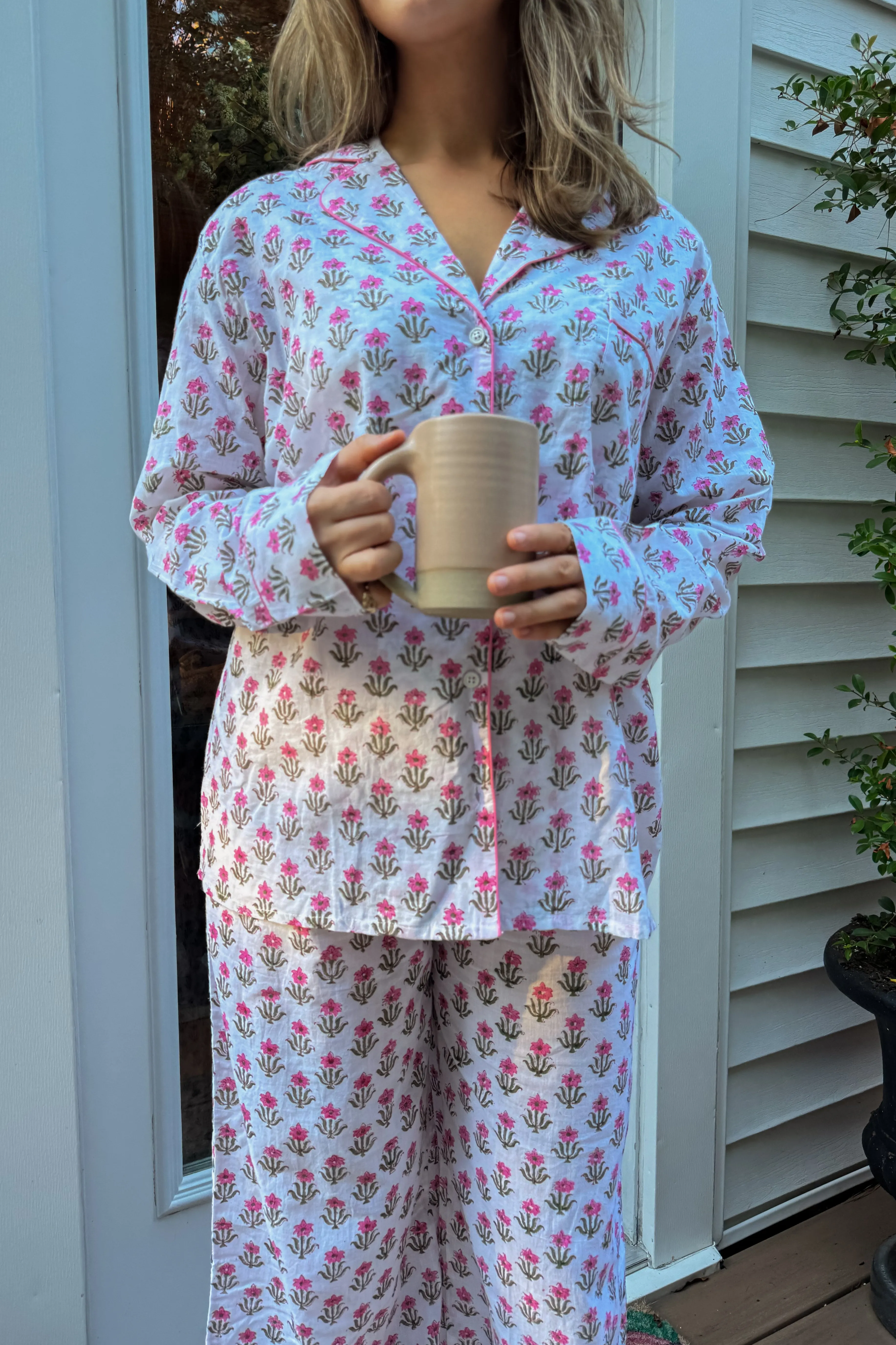 Luna Pajama Set in White