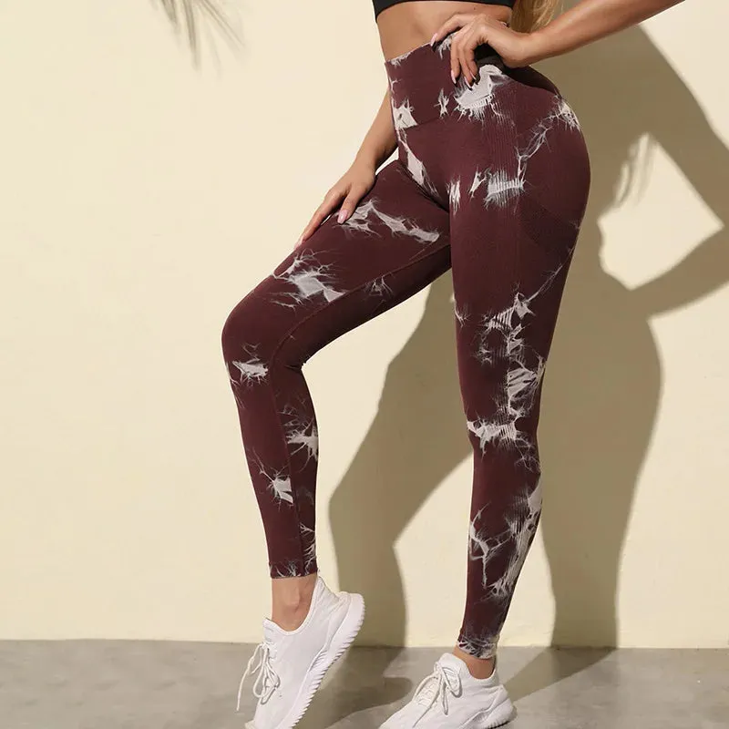 Marbling Tie-Dye Seamless Gym Women's Athletic Leggings