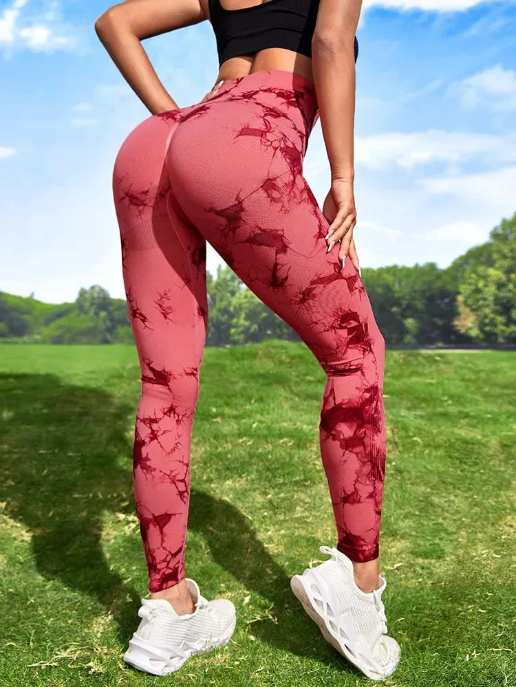 Marbling Tie-Dye Seamless Gym Women's Athletic Leggings