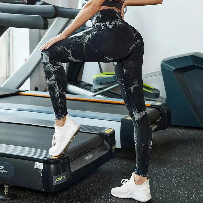 Marbling Tie-Dye Seamless Gym Women's Athletic Leggings