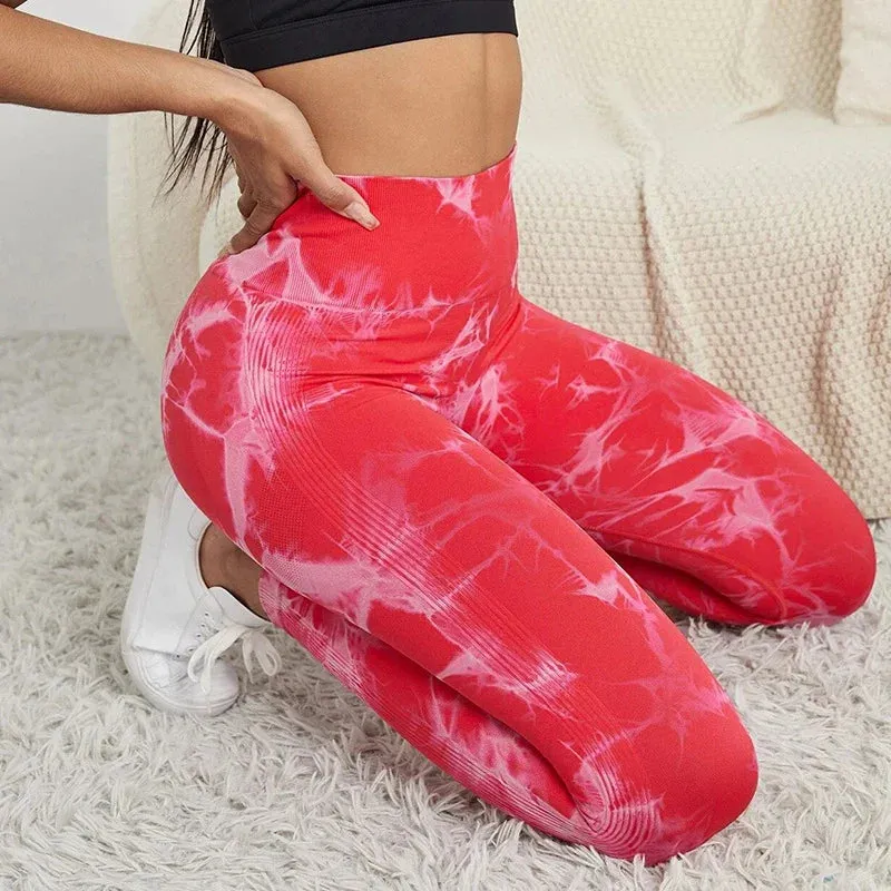 Marbling Tie-Dye Seamless Gym Women's Athletic Leggings