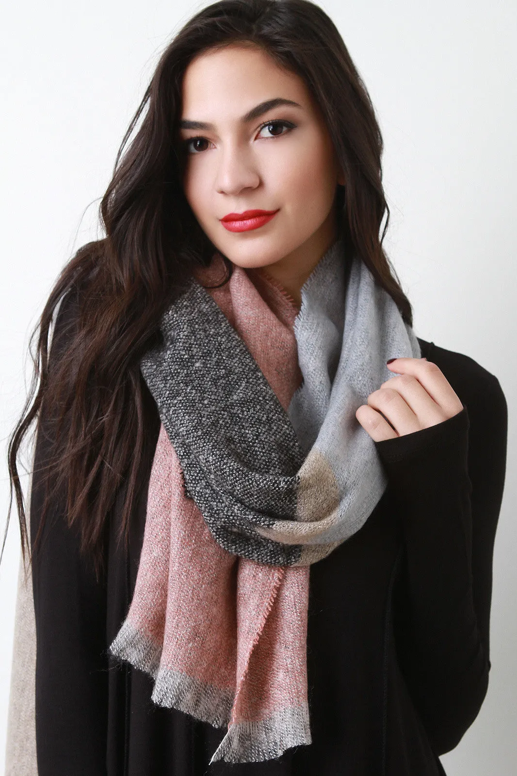 Marled Knit Fused Stripes Scarf