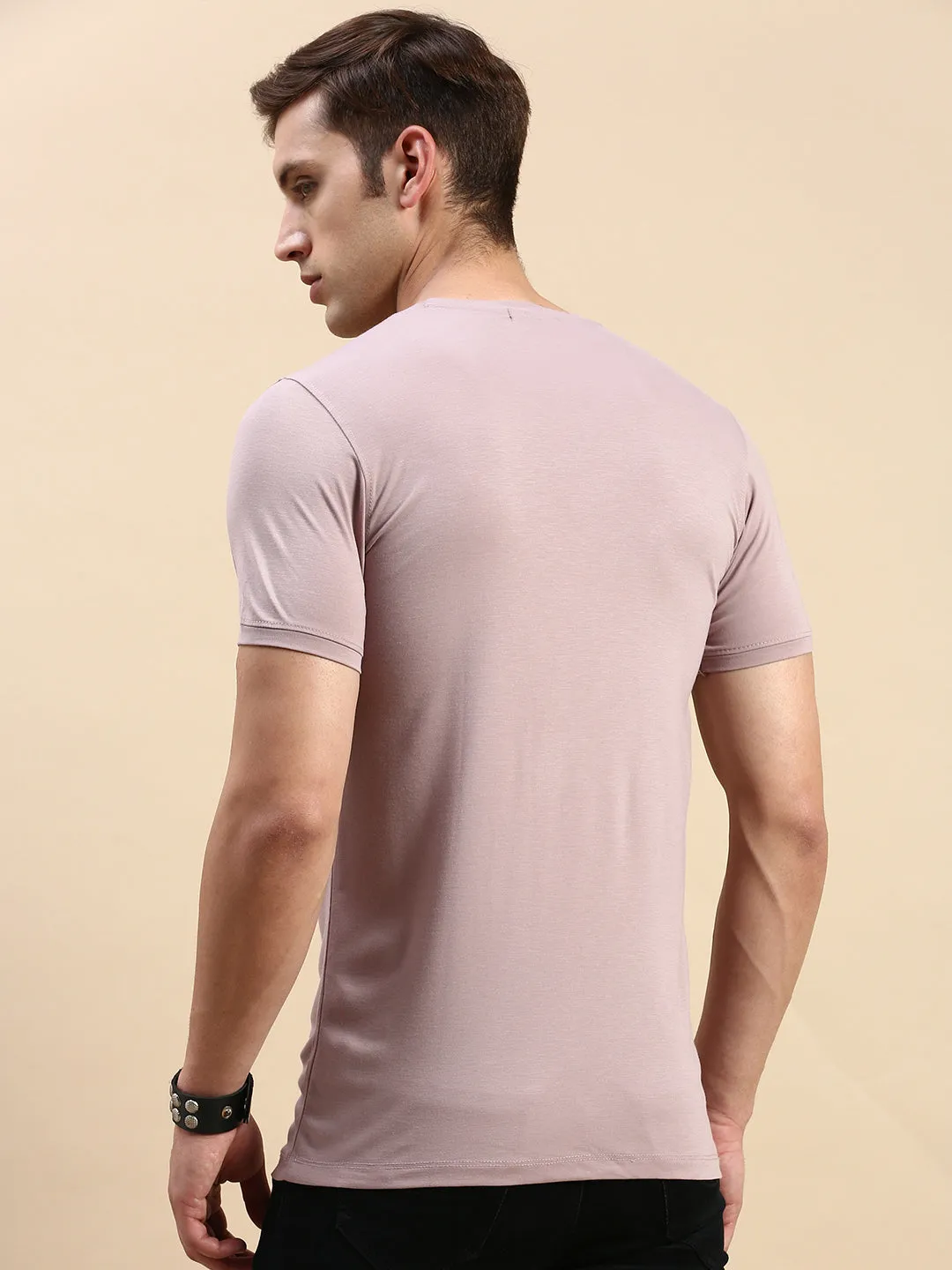 Men Mauve Printed T Shirt