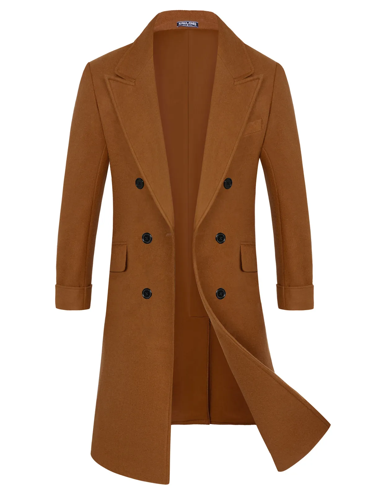 Men's Double Breasted Unisex Peacoat Wool Blend Long Trench Coats