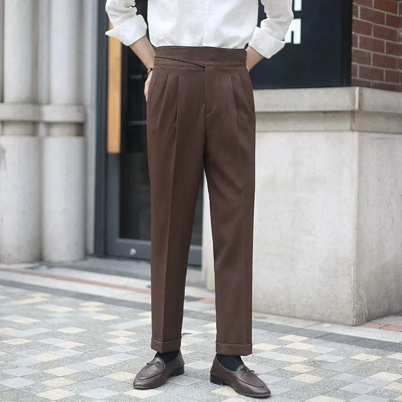 Men's Double Pleat Drape Non-iron Straight-leg Trousers