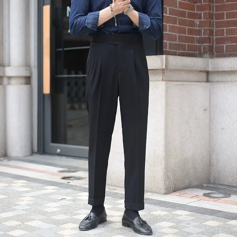 Men's Double Pleat Drape Non-iron Straight-leg Trousers