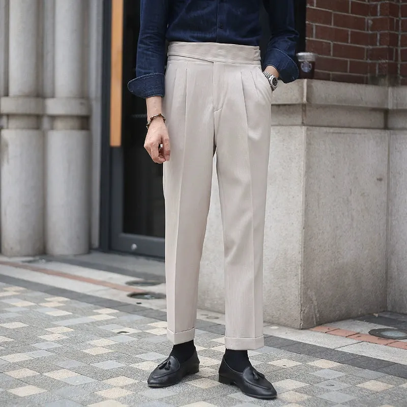 Men's Double Pleat Drape Non-iron Straight-leg Trousers