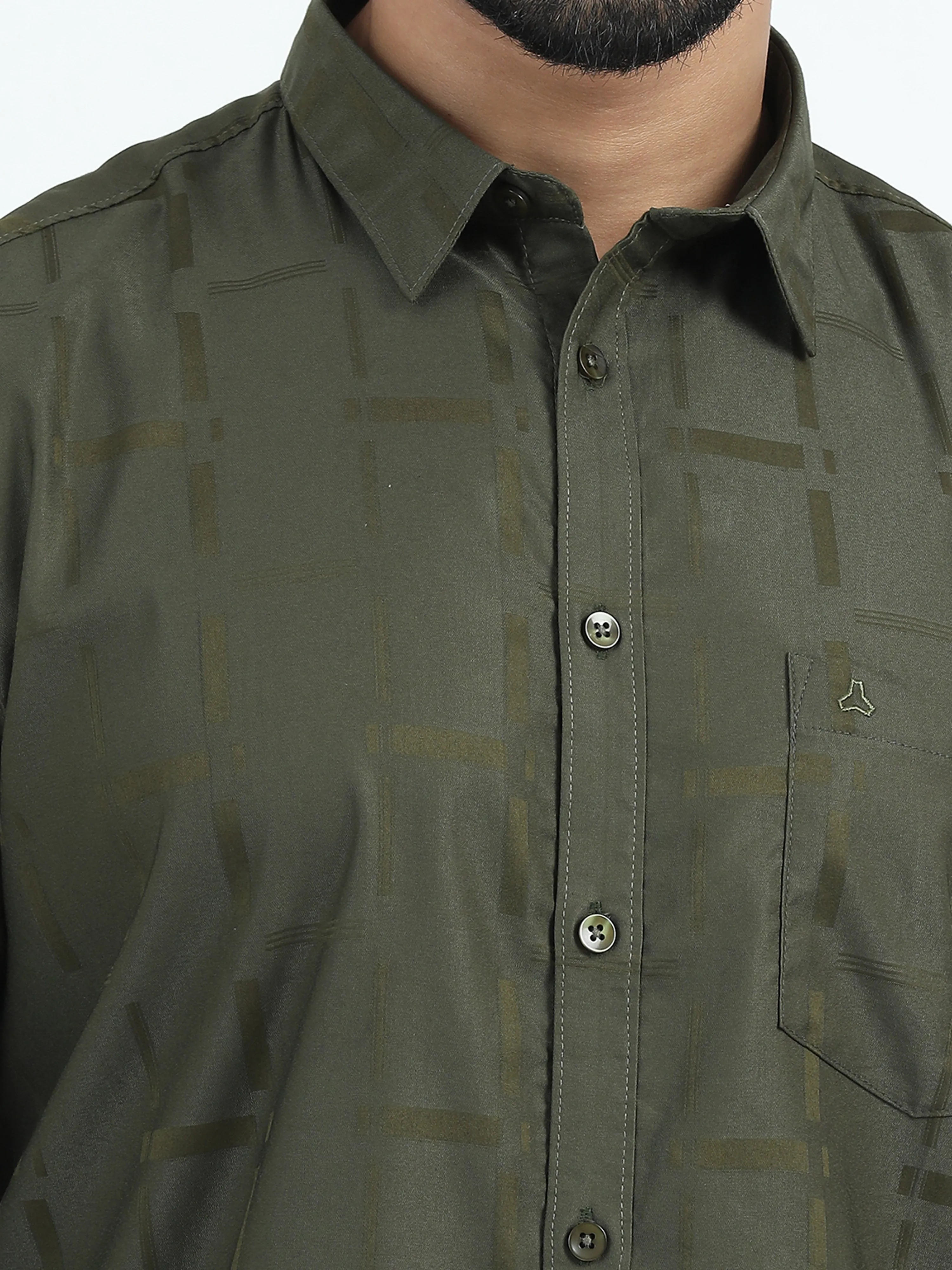 MEN'S GREEN PLAIN SLIM FIT SHIRT