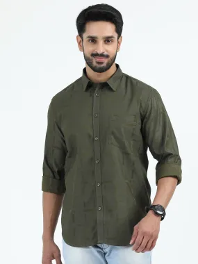 MEN'S GREEN PLAIN SLIM FIT SHIRT