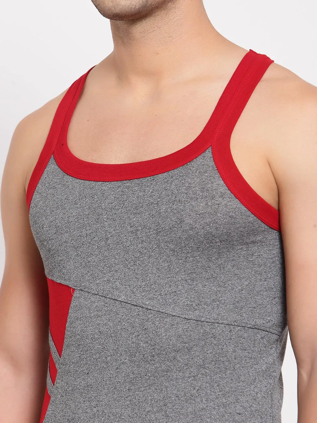 Men's Gym Vests with Side Contrast Panel - Pack of 2 (Black & Grey)