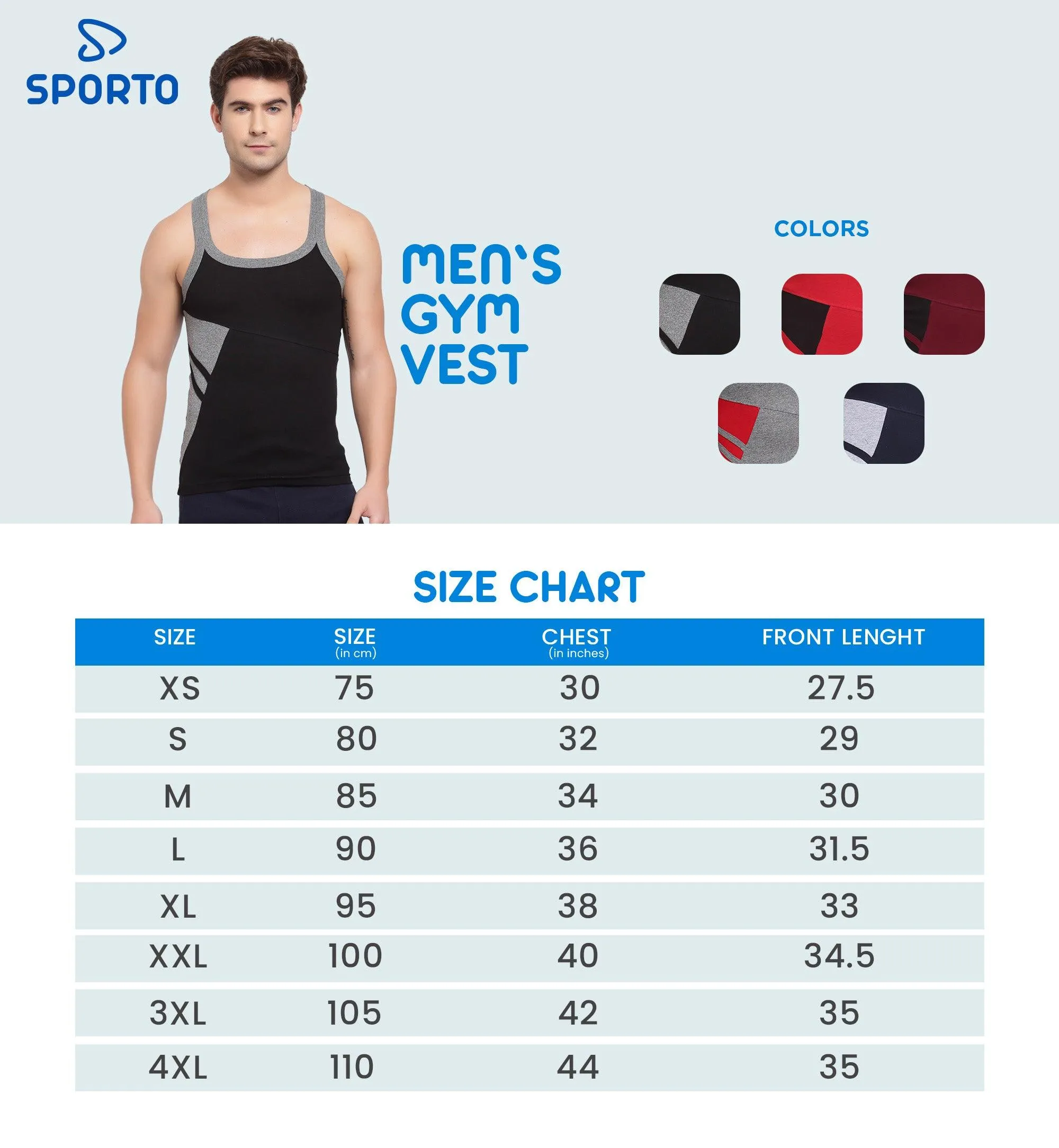 Men's Gym Vests with Side Contrast Panel - Pack of 2 (Black & Grey)