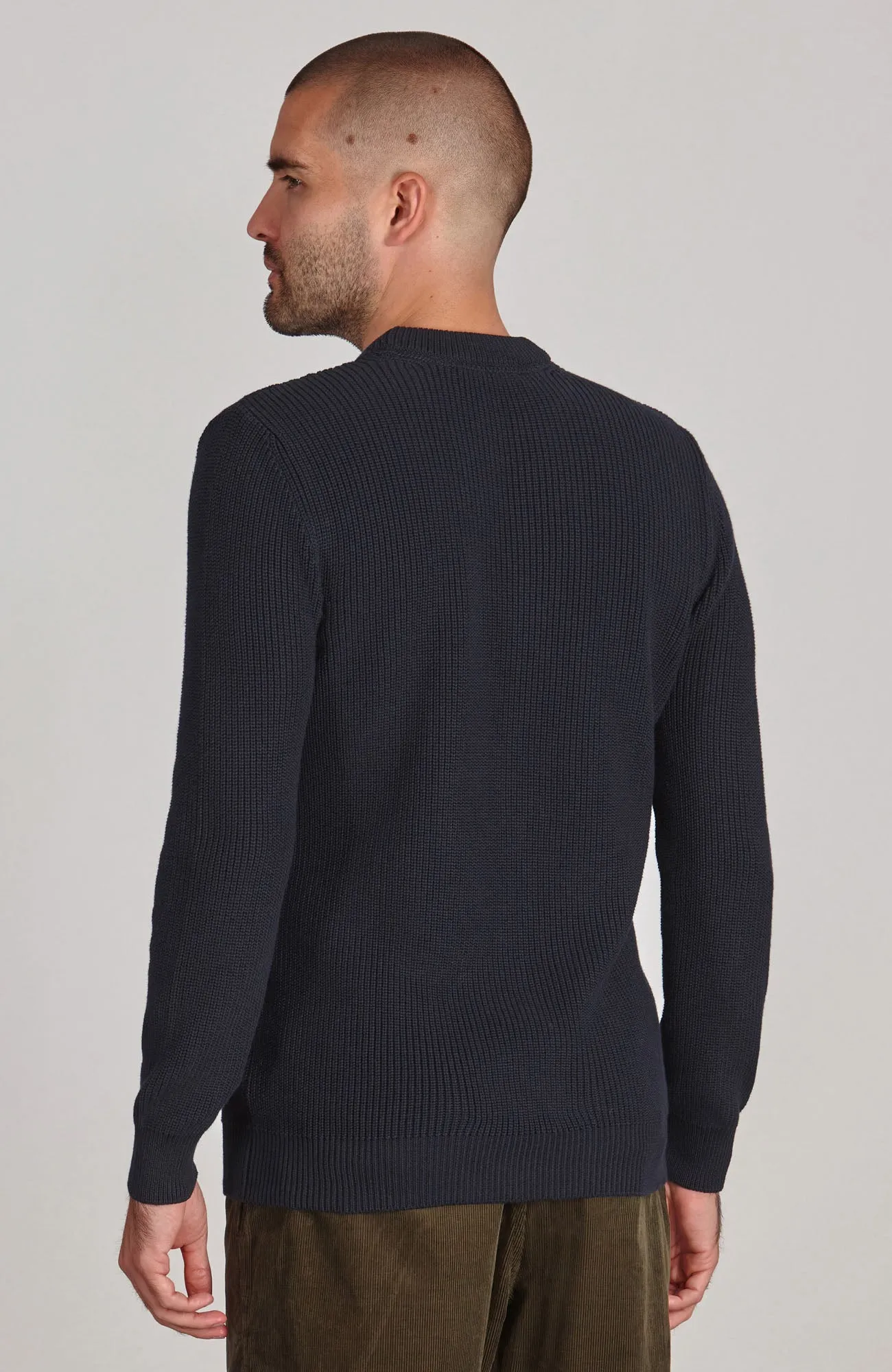 Mens Midweight Cotton Fisherman Rib Jumper