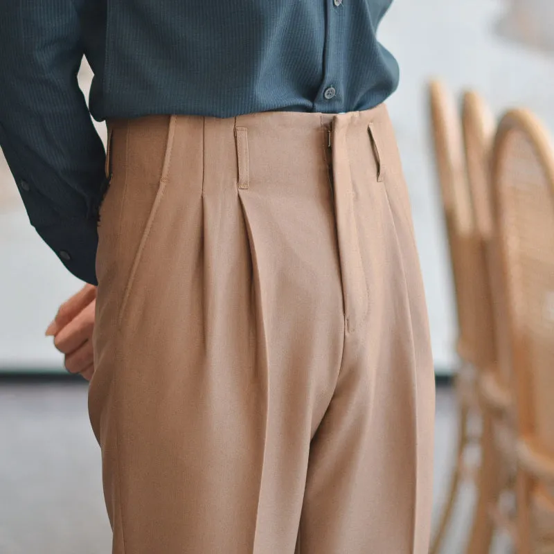 Men's Straight High Waist Non-iron Long Trousers