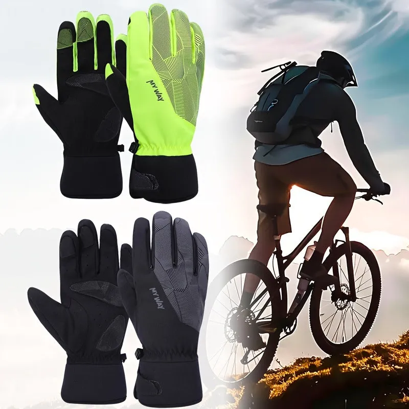 Men's Touchscreen Ski Gloves - Full Finger, Windproof & Warm for Outdoor Cycling and Mountaineering