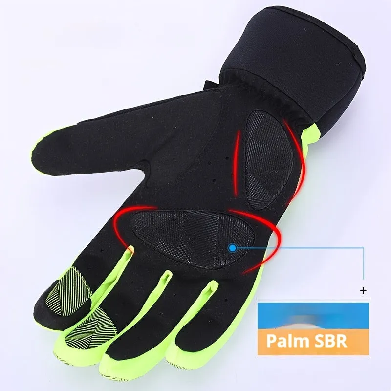 Men's Touchscreen Ski Gloves - Full Finger, Windproof & Warm for Outdoor Cycling and Mountaineering