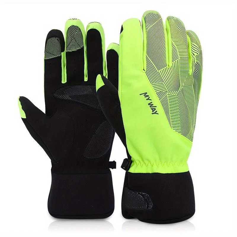 Men's Touchscreen Ski Gloves - Full Finger, Windproof & Warm for Outdoor Cycling and Mountaineering