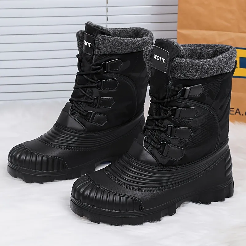 Mens Winter Snow Boots - Durable Anti-skid & Windproof - Luxurious Fuzzy Lining - High-top Lace-up Design - Perfect for Outdoor Walking, Running, Hiking in Autumn & Winter