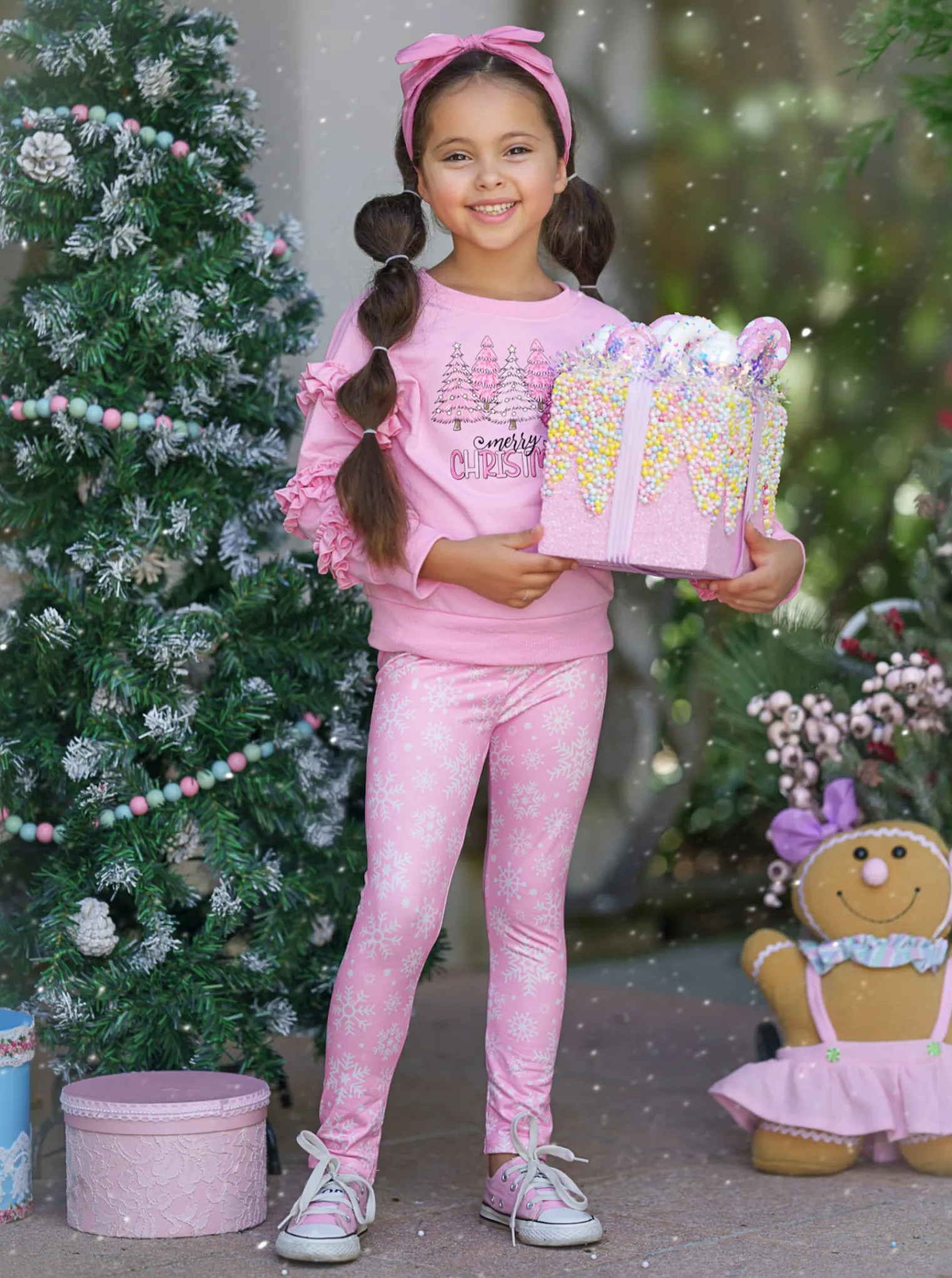 Merry Christmas Ruffle Top and Snowflake Legging Set