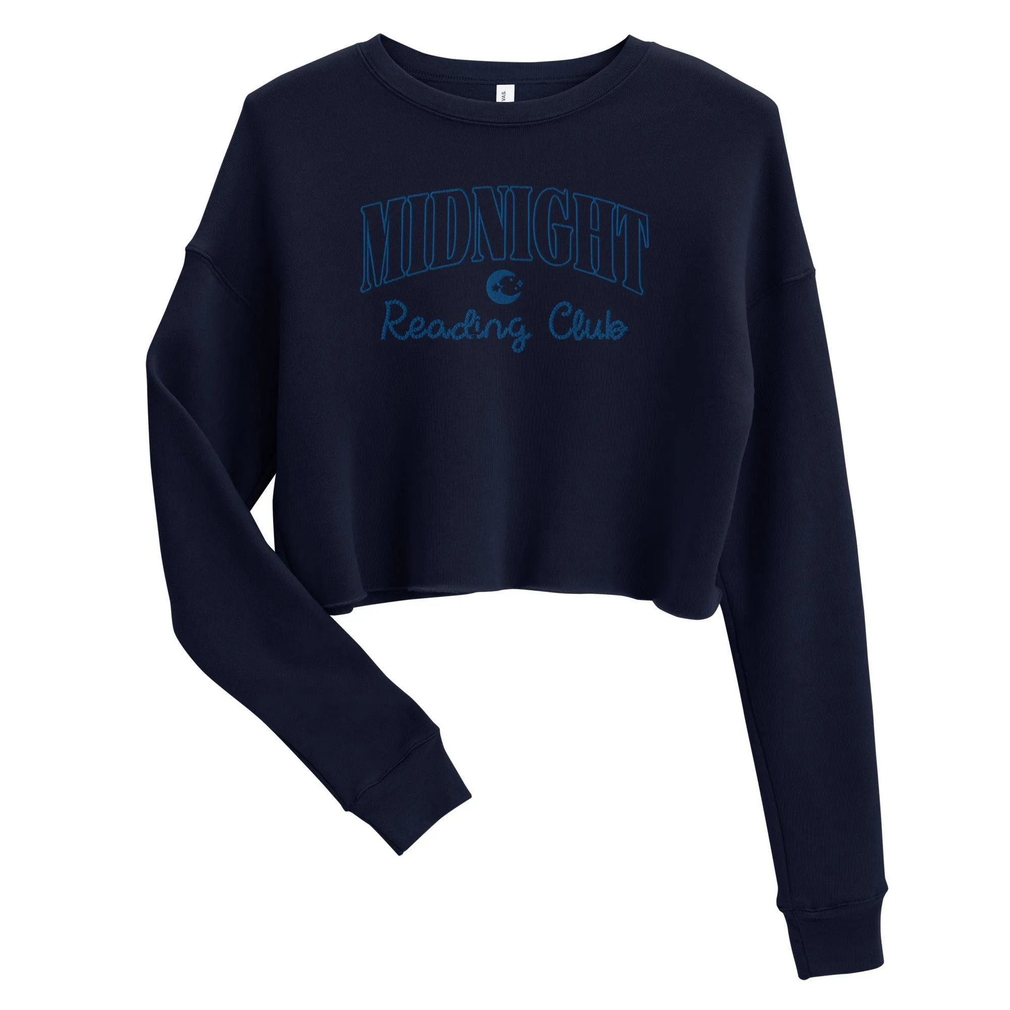 Midnight Reading Club Embroidered Crop Sweatshirt