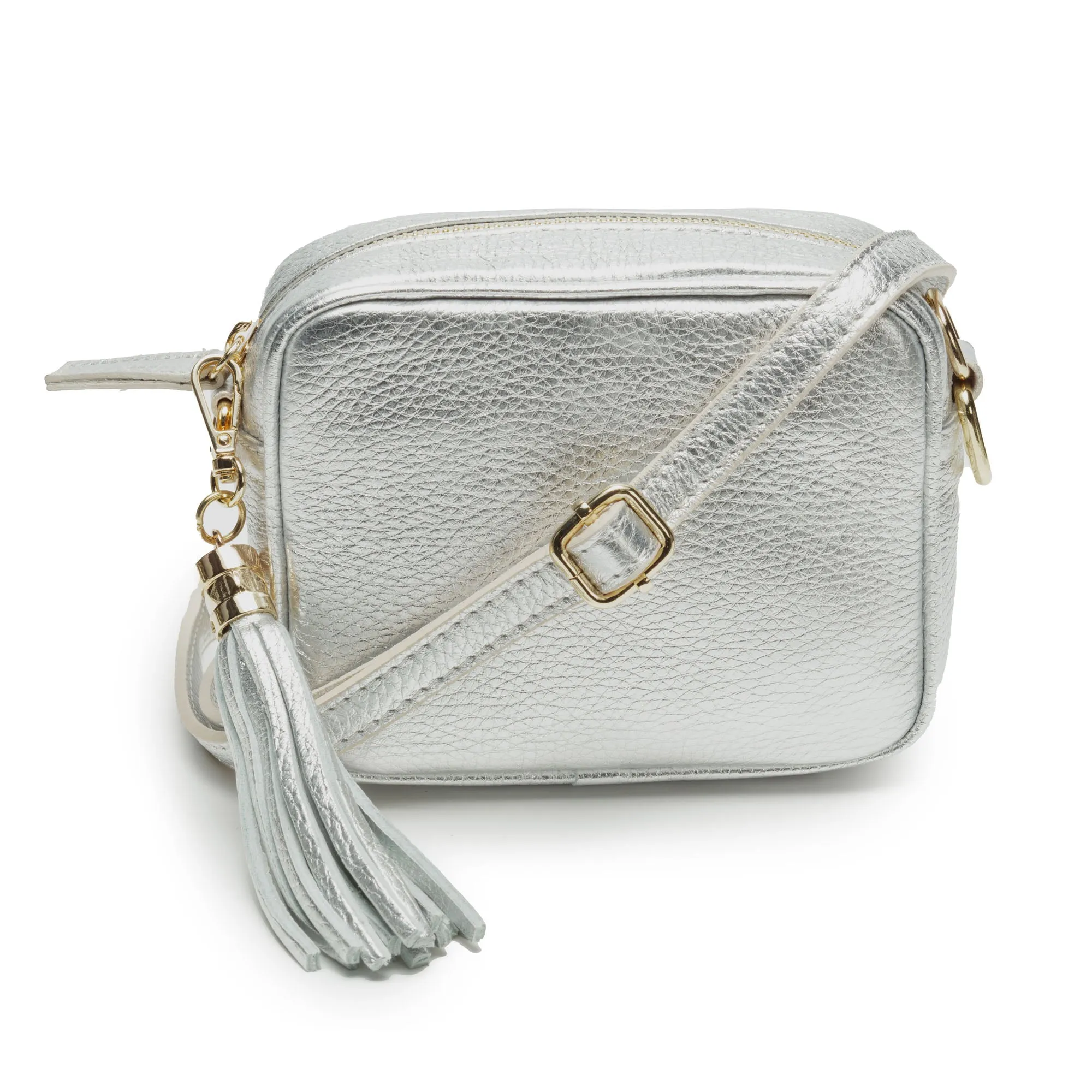 Mini Crossbody Silver (Metallic Black/Gold Strap)