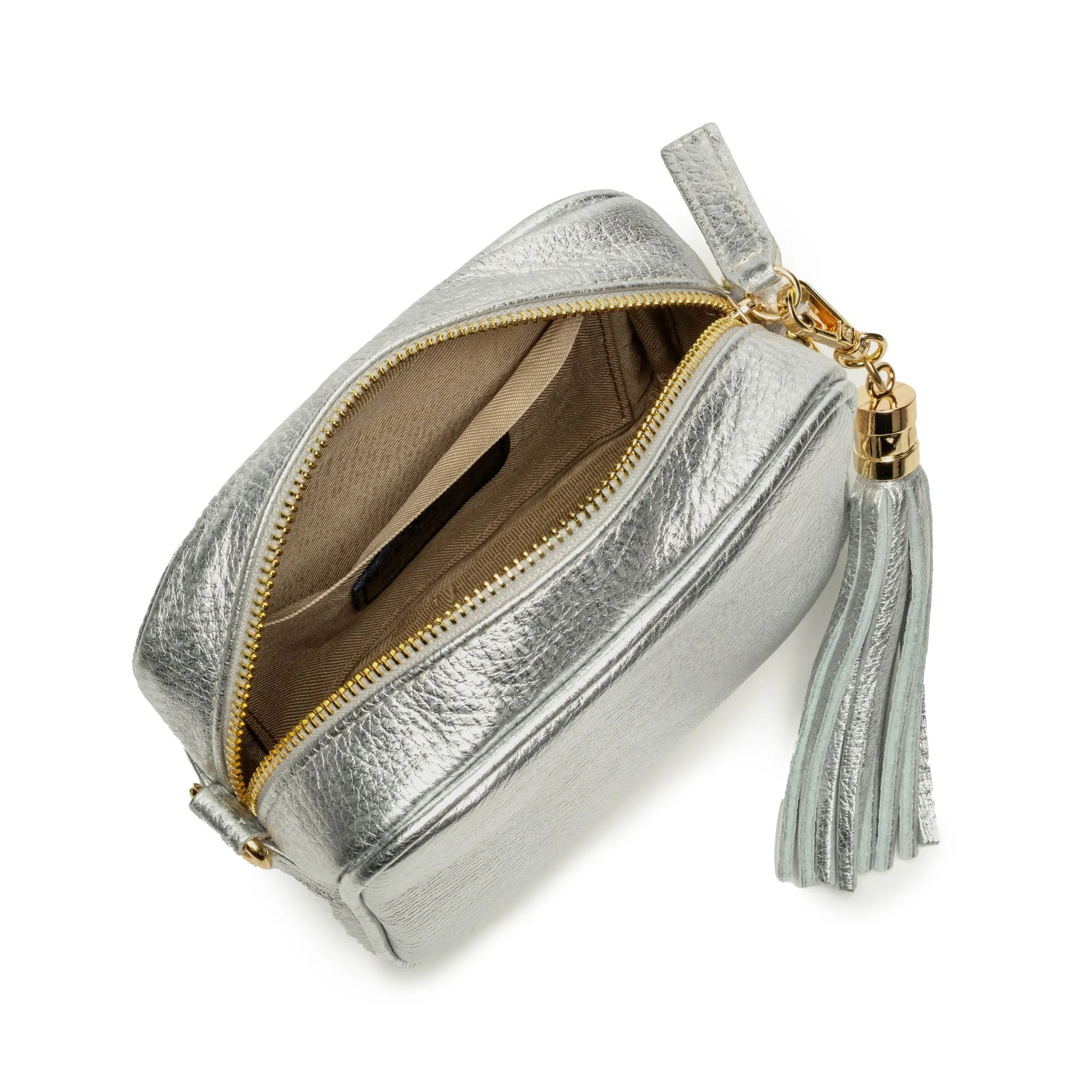 Mini Crossbody Silver (Metallic Black/Gold Strap)