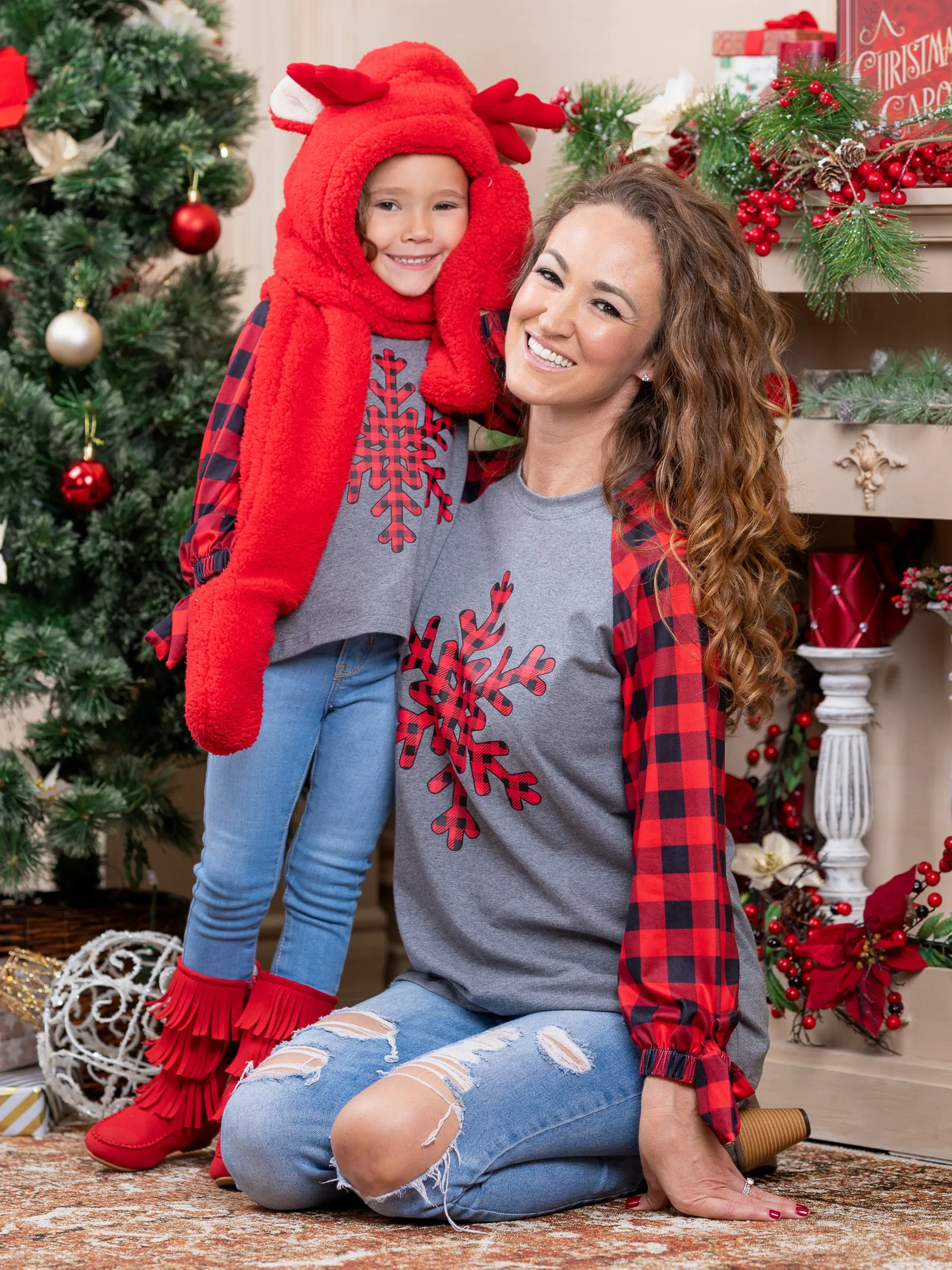 Mommy and Me Snuggle Snowflake Raglan Top