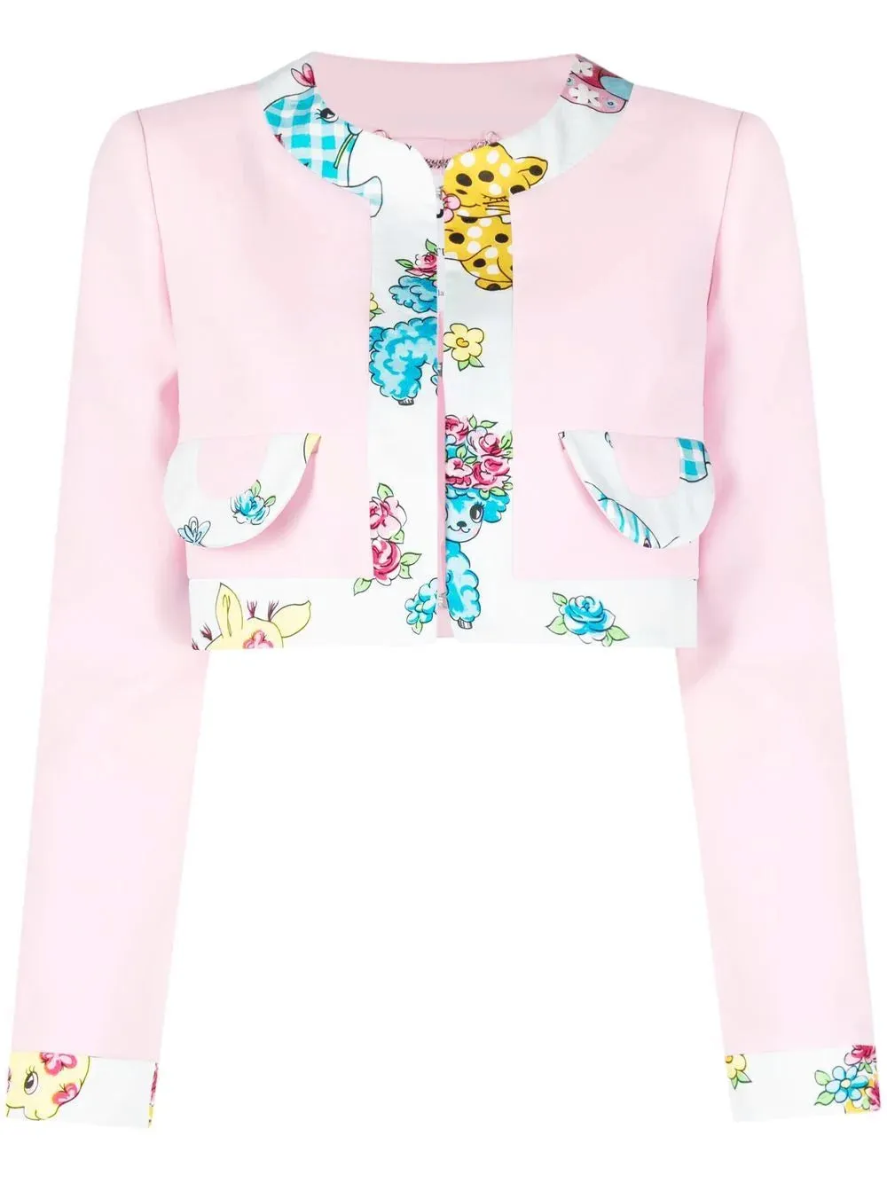 Moschino Pink Calico Animal Crepe Jacket