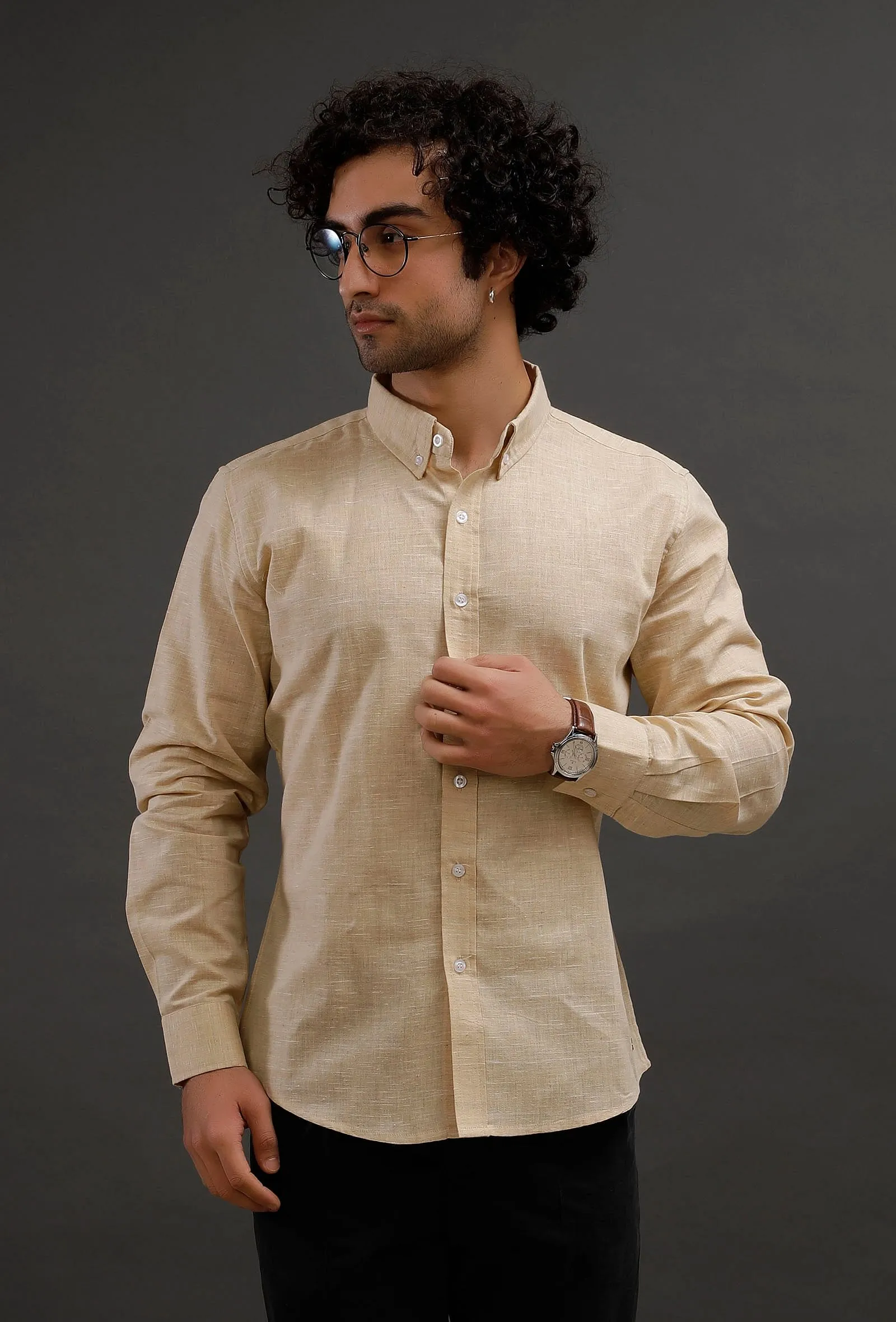 Muted Brown Cotton Slim Fit Shirt