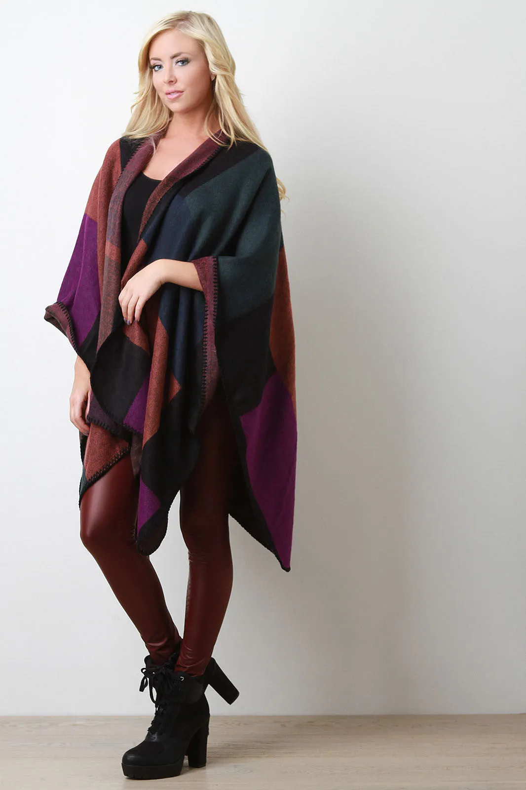 Muted Color Block Cape