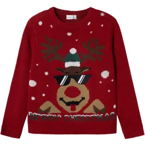 Name It Jester Red Reindeer Rajulle Knit Blouse