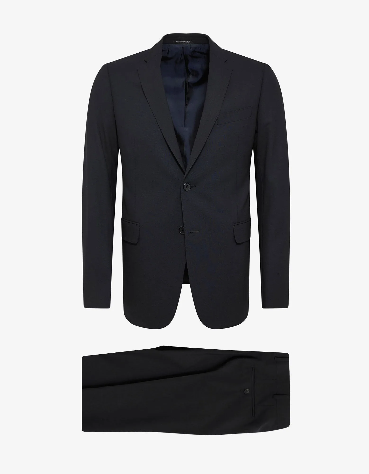 Navy Blue Wool-Blend Two-Button Suit -