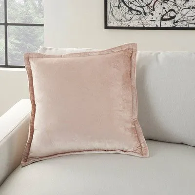 New - 20"x20" Oversize Sofia Solid Velvet Flange Square Throw Pillow Blush - Mina Victory