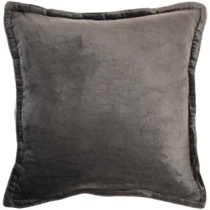 New - 20"x20" Oversize Sofia Solid Velvet Flange Square Throw Pillow Charcoal - Mina Victory