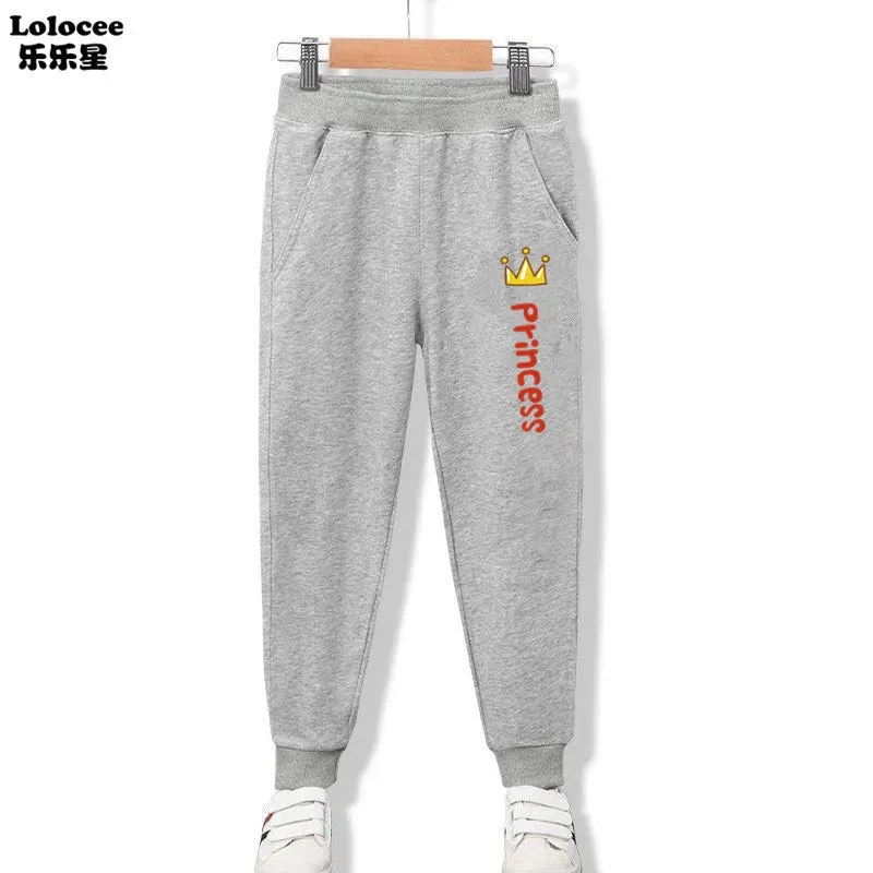 New Arrival Kids Elastic Pants Spring Autumn Cotton Girls Flower Heart Print Pocket Jogger Sweatpants Girls Clothing 3-14 Years